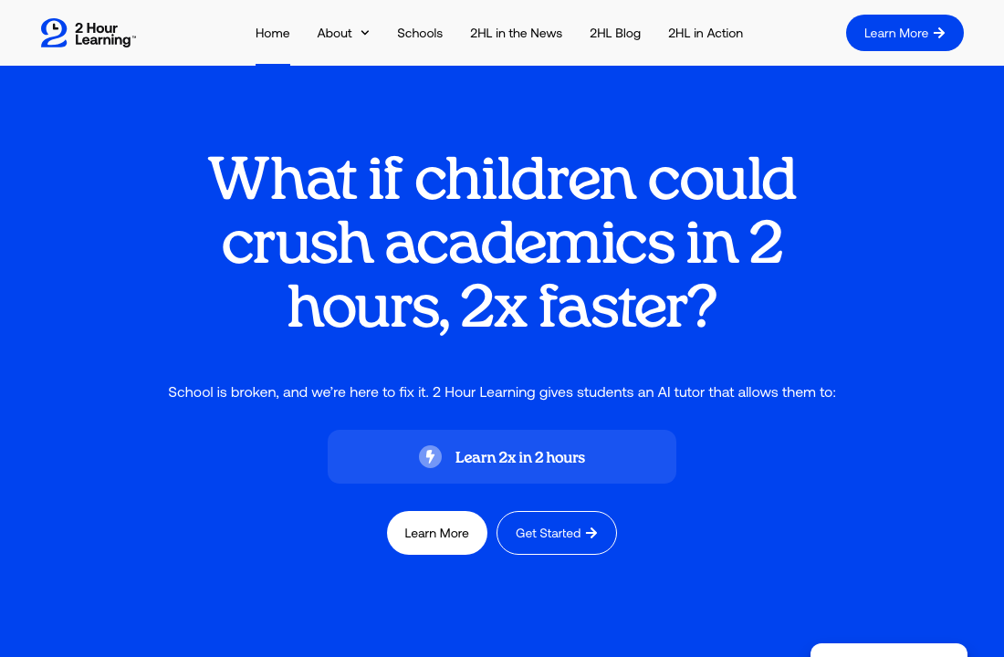 The 2 Hour Learning home page, October 3, 2026.