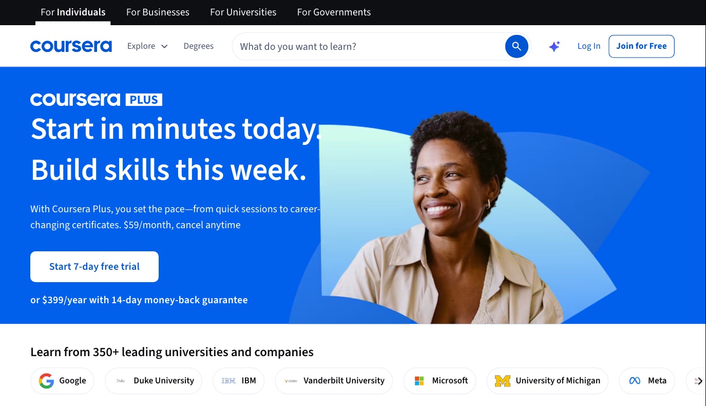 Coursera's page for Coursera Plus, October 2026.