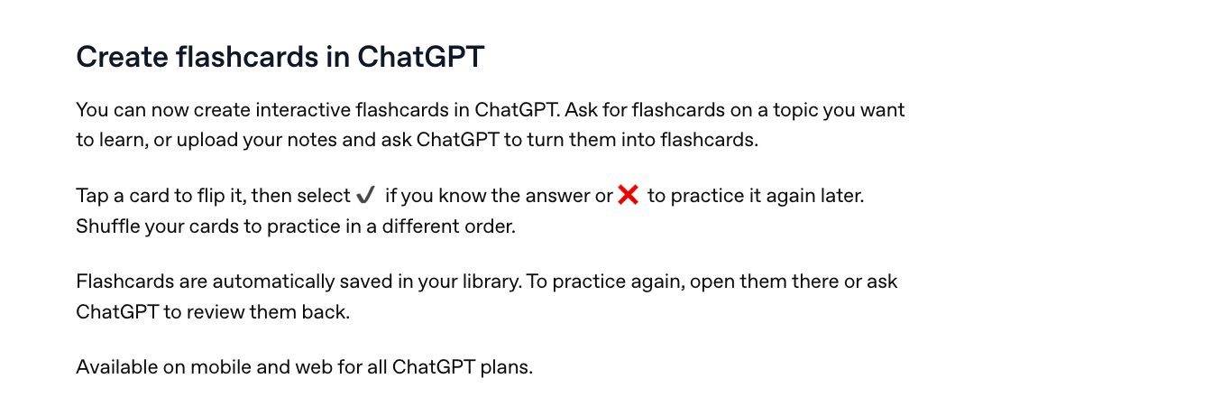 The flashcards entry of September 22, 2026 in OpenAI's ChatGPT release notes, captured in October 2026.