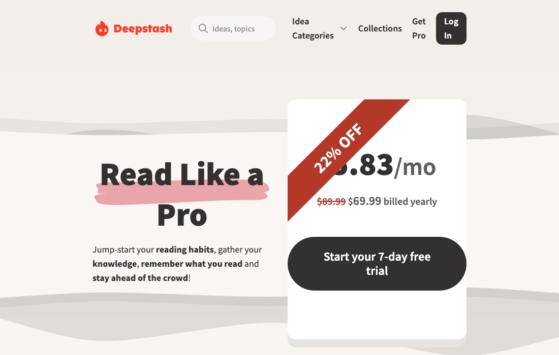 The price on Deepstash's Get Pro page, October 2026.