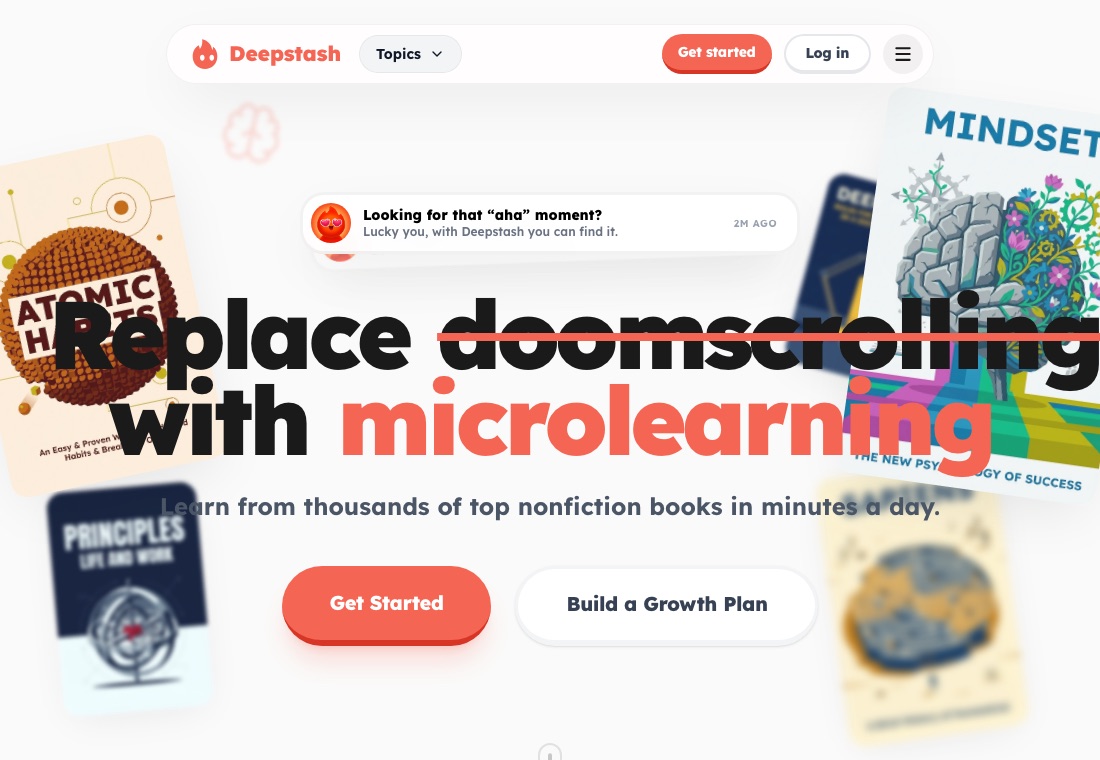 Deepstash's home page, October 2026.