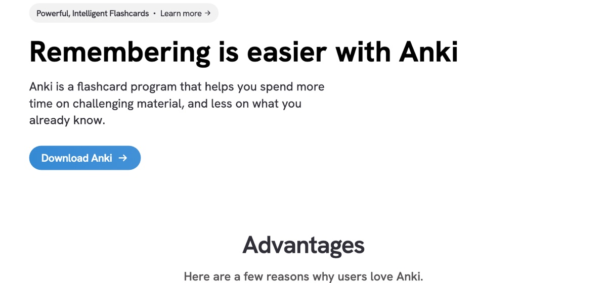 The home page of Anki, October 2026.