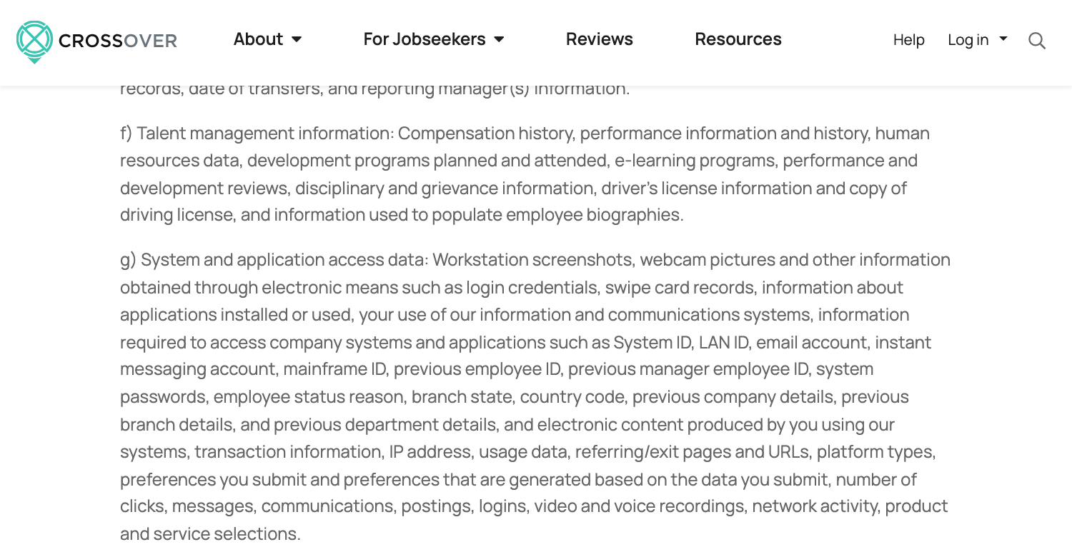 The contractor supplement to Crossover's privacy policy, as published on October 4, 2026.